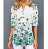Plus Size 4xl 5XL Shirt Blouse Female Spring Tops V-neck Half Sleeve Lace Splice Print Boho Women shirt 210326