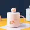 Creative Cute Ceramic Cup With Lid Cartoon Planet Water Milk Coffee Gift Environmental Protection Mug Mugs