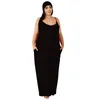 4x 5x Femmes Plus Taille Robes Été Vêtements Sexy Spaghetti Strap Sans manches Maxi Jupes Mode Mode Couleur Solide Robe Lâche 5361