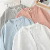 Mulheres de verão soltas 3/4 manga branca camisas All-Matched Casual V-Neck Mori Menina Blusa 100% Algodão Blusas Femme S946 210512