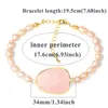 Justerbara armband Facetted Pink Quartz Freshwater Pearls Armband Guldfärg Förlängningskedja Charm Smycken för kvinnor