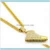 Pendant Pendants Jewelrypendant Necklaces Luxurious Crystal Zircon Shoe Shape & For Women Men Hip Hop Gold Color Fashion Chain Jew2908