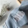 Moda Erkek Yırtık Kot Bahar Kız Kore Tarzı Frilled Denim Pantolon 1-6 Yıl Çocuklar Pantolon 210508