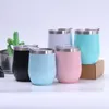 12 oz Boş Süblimasyon Şarap Tumblers Yumurta Şekilli Şarap Cam Çift Duvar Kupaları Paslanmaz Çelik Tumbler Kapaklı Deniz Nakliye RRB12082