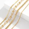 Boho Style Layered Fashion U-shaped Herringbone Rope And Curb Chain Necklace Set Jewelry Factory Direct s Chains235S