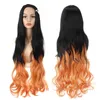 Svart lutning orange långt lockigt hår anime cosplay wig0124799603