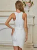 Winter Women Sexy Designer White Bandage Dress Ladies Elegant Bodycon Tank Party Vestido 210527