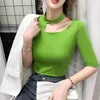 Kvinnors sommar t-shirt halter bokstäver tryck kortärmad smal koreansk sexig mode vild kvinna tees kvinnliga toppar ls370 210506