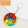 Finger Toy Decopress Keychain Enkel Dimple Fidget Leksaker Push Bubble Sensory Färgglada Soft Squishy Antistress Keychains Pendant