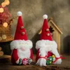 Kerstmits gnome met Bells Handmade pluche gezichtsloze pop Zweedse beeldjes ornamenten Kid Gift Laag Tier Decor DD722