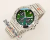 GF B01 ETA A7750 Cronografo automatico Orologio da uomo 42mm Quadrante verde Stick Markers AB01343A1L1A1 Bracciale in acciaio inossidabile Super Edition Puretime