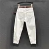 Frühling Mode Frauen Hohe Taille Lose Weiße Jeans All-Matched Casual Elastische Denim Baumwolle Harem Hosen Plus Größe S963 210809