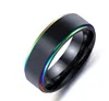 Titanium steel men ring jewelry colorful black gold rings EU size 7 to 12