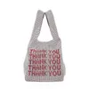 Nxy Handbag Thank You Sequins Bags Women Small Tote Crystal Bling Fashion Lady Bucket Vest Girls Glitter Purses Brand 0214