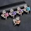 Pins, Brooches IYOE Handmade Soft Clay Flower Rhinestone Crystal Leaf Pins For Women Antique Simulated Pearl Brooch Wedding Jewelry