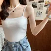Summer Fashion Sleeveless Sweater for Women Knitted Camisole Vest with Oblique Shoulder Strap Elegant Female Solid Woman Tops 210604
