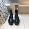 The Row Smooth Leather Ankle Chelsea Boots Plataforma Zipper Slip-on Round Toe Block Heels Flat Wedges Booties Chunky Boot Mulheres sapatos de alta qualidade