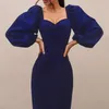 Sexy langes Slvee-Kleid aus Schulter, figurbetont, Frauen, Herbst, Winter, Club, Party, Nacht, Rot, Schwarz, Blau, schick, elegantes Bürodamenkleid 210422