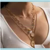 Halsband hängar juvelrysimple barock figur Relief halsband Kvinnor formad imitation pärla rund pärla kedja halskedjor droppleverans 2