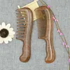 Hair Brushes 2Pcs Sandalwood Wide Tooth Comb Curly Portable Coarse Wooden Massage Tool, Fine &