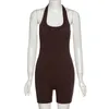 Striped Workout Sporty Halter Macacões Mulheres Casual Desgaste Ativo Backless Sem Mangas Playsuit Athleisure Biker Playsuits