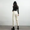 Skinny alta cintura jeans outono algodão reto mulheres chique vintage lavou calças de denim com azul damasco cinza 10453 210510