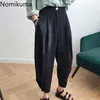 Nomikuma Arrival Solid Color High Waist Loose Harem Trousers Straight Wide Leg Ankle Length Pants Women Pantalones 3a252 210514