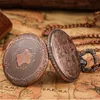 Steampunk Red Copper Shield Design Watches Quartz Analog Display Pocket Watch for Men Women with Fob Pendant Chain