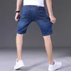 Summer Men Business Blue Denim Shorts Slim Fit Proste Dżinsy Moda Klasyczny Czarny Stretch Casual 210716