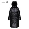 Casual Black Parka Kvinnor Batwing Ärm Straight Long Coat Zipper Up Hooded Coats Ladies Varm Vinter Höst Ytterkläder 210508