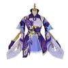 Oyun Genshin Etkisi Cosplay Keqing Kostümü Cadılar Bayramı Parti Elbisesi Kadınlar için Tam Set Y0903
