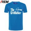 Mode masculine The Grillfather Gris Funny BBQ Grill Chef Tee Shirt Coton T-shirt à manches courtes 210714