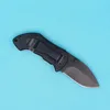 Högkvalitativ DA33 Small Survival Folding Kniv 440c Svart Drop Point Blade Wood + Stålhandtag med Back Clip Vandringsverktyg Knivar