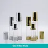 Opslagflessen potten 5/10 / 15 ml Gouden Siver Kleine Airless Spray Cream Sample Plastic Drukpomp Reismaat Persoonlijke verzorging Cosmetische Packag