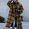 Elegante Autumn Street Lady Long Wool Cardigan Coats Fashion Stampa floreale Giacca a maniche lunghe Donne inverno Blend Wools Coat