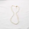 Hängande halsband klassisk design utmärkt glans naturlig vit sötvatten Edison pärla köpa trendigt enkelt halsband