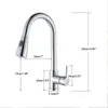 Chrome / Nikkel / Zwart / Goud Trek Keukenkraan 2-Mode Spuit 360 Rotatie Enkele Handvat Mixer Tap Sink Crane 210724