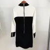 하이 스트리트 est 가을 겨울 디자이너 드레스 여성 긴 소매 컬러 블록 사자 단추 장식 된 니트 210521