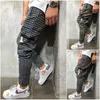 Herrbyxor M-3XL Gym Men byxor Casual Skinny Plaid Tracksuit Bottoms Joggers Sweat Track Streetwear Drak22