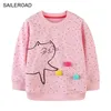 Saileroad Baby Girls Foilshirts Животные Кошки Малыша Девушки Толстовки Толстовки Осенние Детская Детская Одежда Розовые Цвета 211023