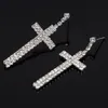 Bridal Rhinestone Dangle Earrings Crystal Cross Shape Long Earring For Women Wedding Jewelry Gifts