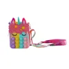 Unicorno Fidget Pops giocattoli Bolla sensoriale Bretelle Borsa a tracolla Cinghie per cellulare Finger Push Phone Pouch Case Change Coin Purse Decompression Kids