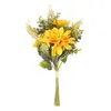 Fiori decorativi Ghirlande Seta Decorazione domestica artificiale Ramo di dalia con foglie finte Bouquet da sposa in plastica Fornitura per feste di nozze Livi