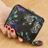 Mini Clutch Wallet Bifold Animal Printing Genuine Leather Women Flower Female Coin Purse Card Holder