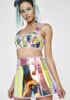 Stage Wear Clubwear rave Party Music Festival Laser Hologram Bra With Skirt Set Nightclub Start Auto Women Sexy Costumes Show Hara237w