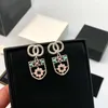 Fashion brand designer Charm earrings ladies diamond square pendant earring high quality with box