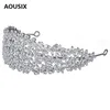 Nieuwe Luxe Barokke Rhinestone Bridal Crown Tiaras Zirkoon Bloemen Tiaras Bruid Hoofdbanden Bruiloft Haar Sieraden Accessoires Gift X0625