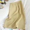 Kjolar 2021 Hög midja Eleganta Kvinnor Sommar A-Line Skirt Vintage Split Package Hip Womens Faldas Jupe Femme Saia