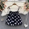 Sweet Dot Bow Tie Kvinnor Camis Sommar Doll Toppar Kausal Koreansk Strapless Sling Vest Fashion Clothing 6J579 210603