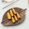 Kitchen Storage & Organization Leaf Shape Fruit Tray Solid Wood Handmade Serving Dessert Organizer Plate Wooden Home Stuff Support Decor